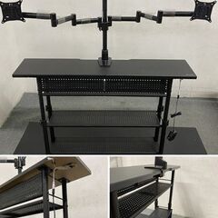 Bauhutte/バウヒュッテ ゲーミング7点セット デスク/ワゴン/シェルフ/マット/スクリーン eスポーツ PC 昇降 中古家具 店頭引取歓迎 R8825の画像