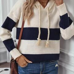 新品、未使用 M、カジュアル ドロップショルダー 長袖セーター 秋と冬用、レディース服の画像
