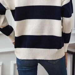 新品、未使用 M、カジュアル ドロップショルダー 長袖セーター 秋と冬用、レディース服の画像