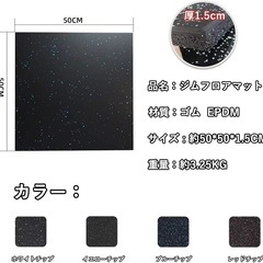 [40枚セット] ホームジム用ゴムマット ゴムマット ジム ジムマット トレーニングマット 50cm*50cm 15mm 防音マット 筋トレマット ジムの画像