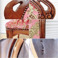 ①アンティーク調　ダイニングチェア　猫脚　木製　重厚感　クラシック レリーフ ロココ様式 サロンチェア　インテリア おしゃれ　レトロの画像