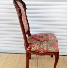 アンティークチェア 猫脚 ロココ調 木彫り彫刻 ダイニングチェア 赤② 猫脚 アンティークチェア ロココ調イタリア ダイニングチェア 花柄 彫刻