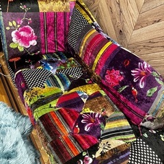 2人掛けソファ　パッチワークソファの画像