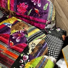 2人掛けソファ　パッチワークソファの画像