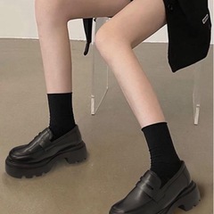 【新品未使用】  GRL   レディース  厚底ローファー  黒  24cm
の画像