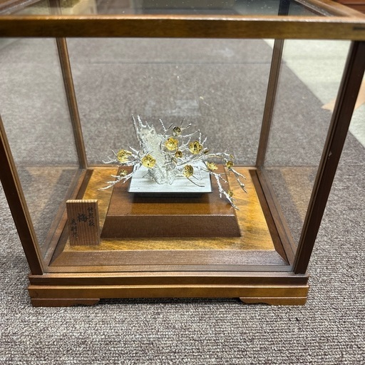 純銀製 盆栽 梅 光則作 木造ケース付き