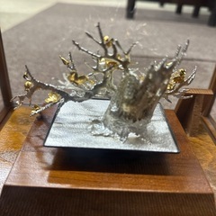 純銀製　盆栽　梅　光則作　木造ケース付き
の画像
