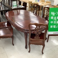  【トレファクマーケット千葉おゆみ野店】ご来店いただける方限定！ダイニング6点セット ブラウン エクステンション式　ヴィンテージ調　木製 のご紹介です！