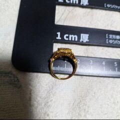 ≒m→→→j11-3（16）A460 刻印有含む ゴールドカラー ジルコニア ヴィンテージ リング 指輪 アクセサリー 昭和レトロ 素材不明品 ジャンク品 の画像