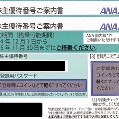 ANA 株主優待券 ２枚 有効期限 2025年11月30日 全日空