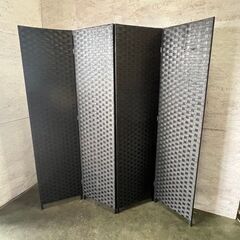 【アジアン家具】 4連 パーテーション 4連折りたたみスクリーン 竹織パネル N0450