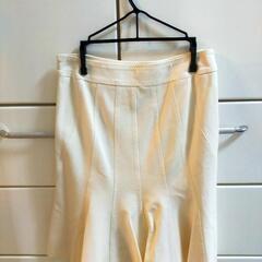 美品★FRAGILE フラジール　膝丈フレアスカート　装飾　白　プリーツの画像