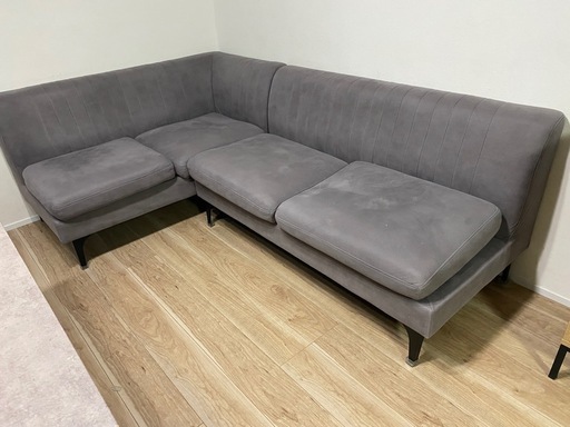 最終価格！定価8万円☆ダイニングソファ L字ソファ ファブリックレザー