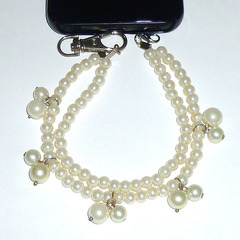 【送料無料】 パール スマホ ストラップ 2リング & ツイン ナスカンの画像