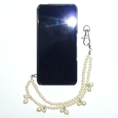 【送料無料】 パール スマホ ストラップ 2リング & ツイン ナスカンの画像