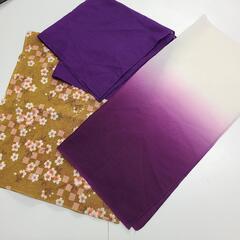 ふくさ　和柄スカーフ　3枚セット　紫　黄土色　花柄