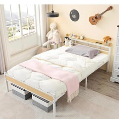 USBポート付きセミダブルベッドフレーム MODERN DECO ベッド セミダブル ベッドフレーム コンセント付き USB