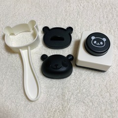 パンダさん 型 キャラ弁グッズ おにぎり 型抜きセット 海苔パンチカッター付きの画像
