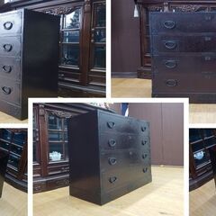 ｋ18　展示品　美品　欅産業 仙台民芸箪笥 漆塗り　4段箪笥　鍵付きの画像