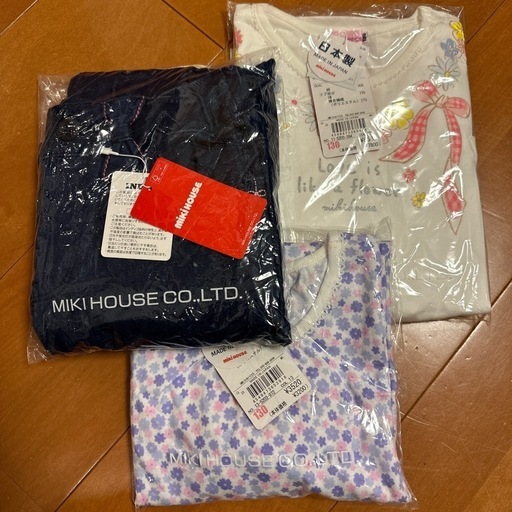 新品 ミキハウス 女の子 130 服 ズボン 長袖Tシャツ 肌着 3点セット 秋 冬 春\n