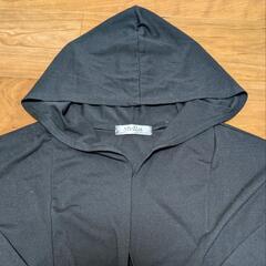 フード付き カーディガン 黒 フリーサイズの画像