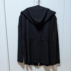 フード付き カーディガン 黒 フリーサイズの画像