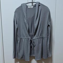 フード付き カーディガン グレー フリーサイズの画像