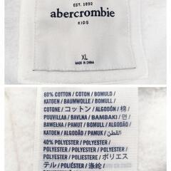 アバクロンビー ジップアップ長袖パーカー フード付き ビッグロゴ 白色 XL キッズ レディースの画像