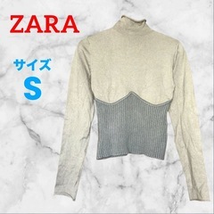 ザラ❤リブ切り替えニット タートルネック　トップス　レディース
