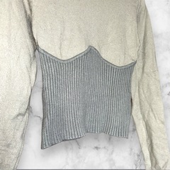 ザラ❤リブ切り替えニット タートルネック　トップス　レディースの画像