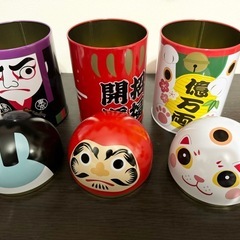 新品招き猫だるま歌舞伎3缶まとめて♪縁起物開運招福億万両　日本土産にもの画像