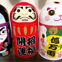 新品招き猫だるま歌舞伎3缶まとめて♪縁起物開運招福億万両　日本土産にも