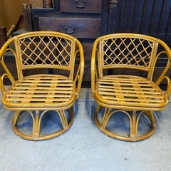 ラタン回転椅子　回転チェア　籐家具　中古 ジャンク品　※在庫1点のみ！