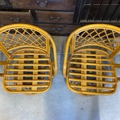 ラタン回転椅子　回転チェア　籐家具　中古 ジャンク品　※在庫1点のみ！の画像