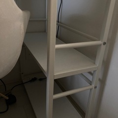 美品 パソコンデスク 収納ラック付き ホワイト 美品 幅112cm 奥行56cmの画像