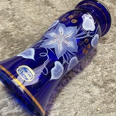 ボヘミアンガラス 青い花瓶 Vase blueの画像