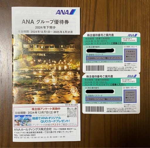 ANA グループ優待券 2枚