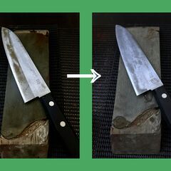 包丁を研ぎ直ししませんか？　切れなくなった包丁　刃がギザギザになった包丁　簡易包丁研ぎ器で研ぎ過ぎた包丁　全部スパッと切れる包丁に研ぎ上げます！の画像