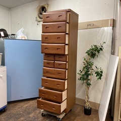 S781 ⭐ 天然木ハイチェスト トールチェスト タワーチェスト 幅48.5cm USEDの画像