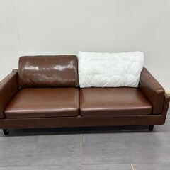 【売約済みです】【訳アリ品】レザーファブリックソファ　ブラウン