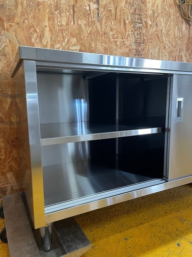 C(6798)作業台 ステンレス 業務用 キャビネット作業台 両開き W1500D600H800 厨房機器 飲食店 引き戸付き作業台 