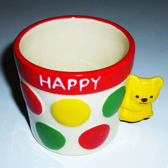 【送料無料】 かわいい クリスマス マスコット コップ ③  HAPPY 子熊の取っ手ありの画像