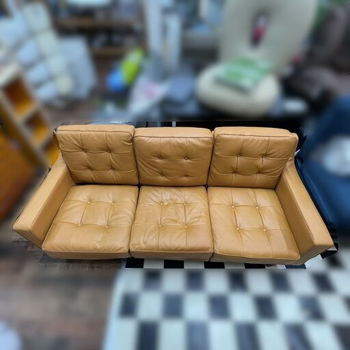 ソファー 3人掛け以上 茶 ブラウン ヴィンテージ 合皮 合成皮革 家具 リビング