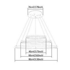 1台10,000円　３台まとめると大特価！！25,000円！LED ペンダントライト 天井照明 リビング 吹き抜け 店舗オフィス  三環 80+60+40cm(黒）　の画像