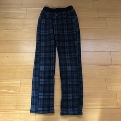 あったか冬用　濃いグレーチェック柄　140センチ