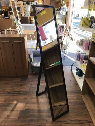 IKEA　スタンドミラー　ブラック　サイズ（約）幅３０×奥５６×高１５０　　■近隣配送無料 買取GO‼　栄和店