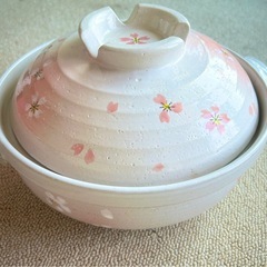 土鍋  8号  桜    電子レンジOK   ガスコンロOK   箱ありの画像