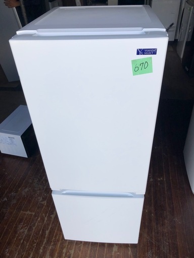 NO 670  福岡市内配送設置無料✨　2020年式 ヤマダ電機 2ドア冷蔵庫 (156L・右開き) ホワイト YRZF15G1