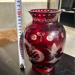 ボヘミアン　チェコ　切子　花瓶　壺　アンティーク　レトロ　