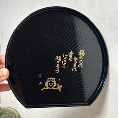 お盆　和柄フクロウ　黒